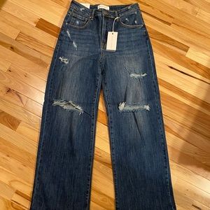 Risen High Rise Wide Leg Jeans